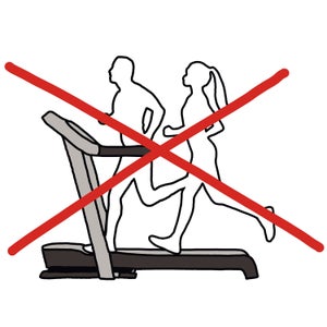 It is generally unacceptable for runners to share usage of the same treadmill at the same time.