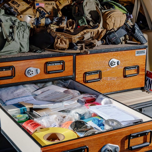 Supplies in Anderson’s search vehicle