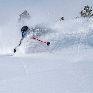 Seventeen inches fell overnight. And then the sky went wispy blue with temps in the teens; ideal circumstances for both powder skiing and photography.