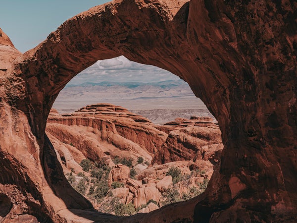 Double O Arch in Arches National Park.