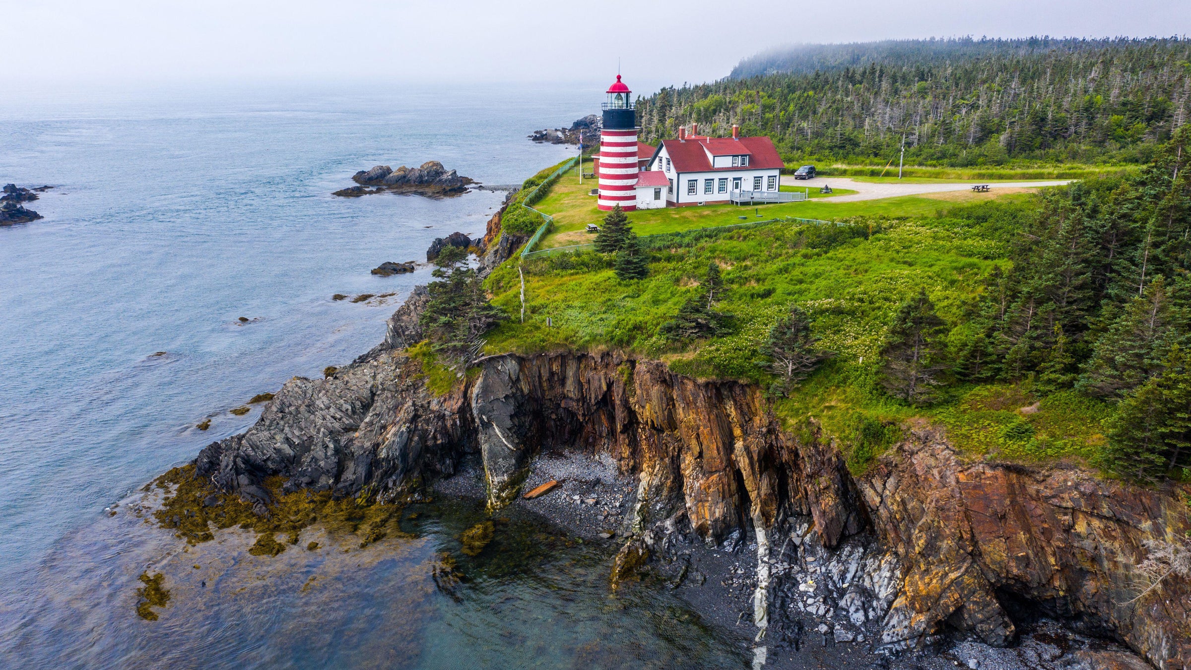 West Quoddy Head Lighthouse, Quoddy Head State Park, Lubec, Maine, USA
