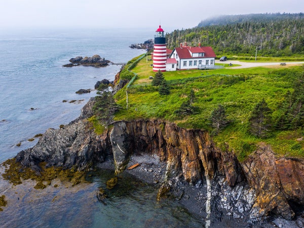 West Quoddy Head Lighthouse, Quoddy Head State Park, Lubec, Maine, USA