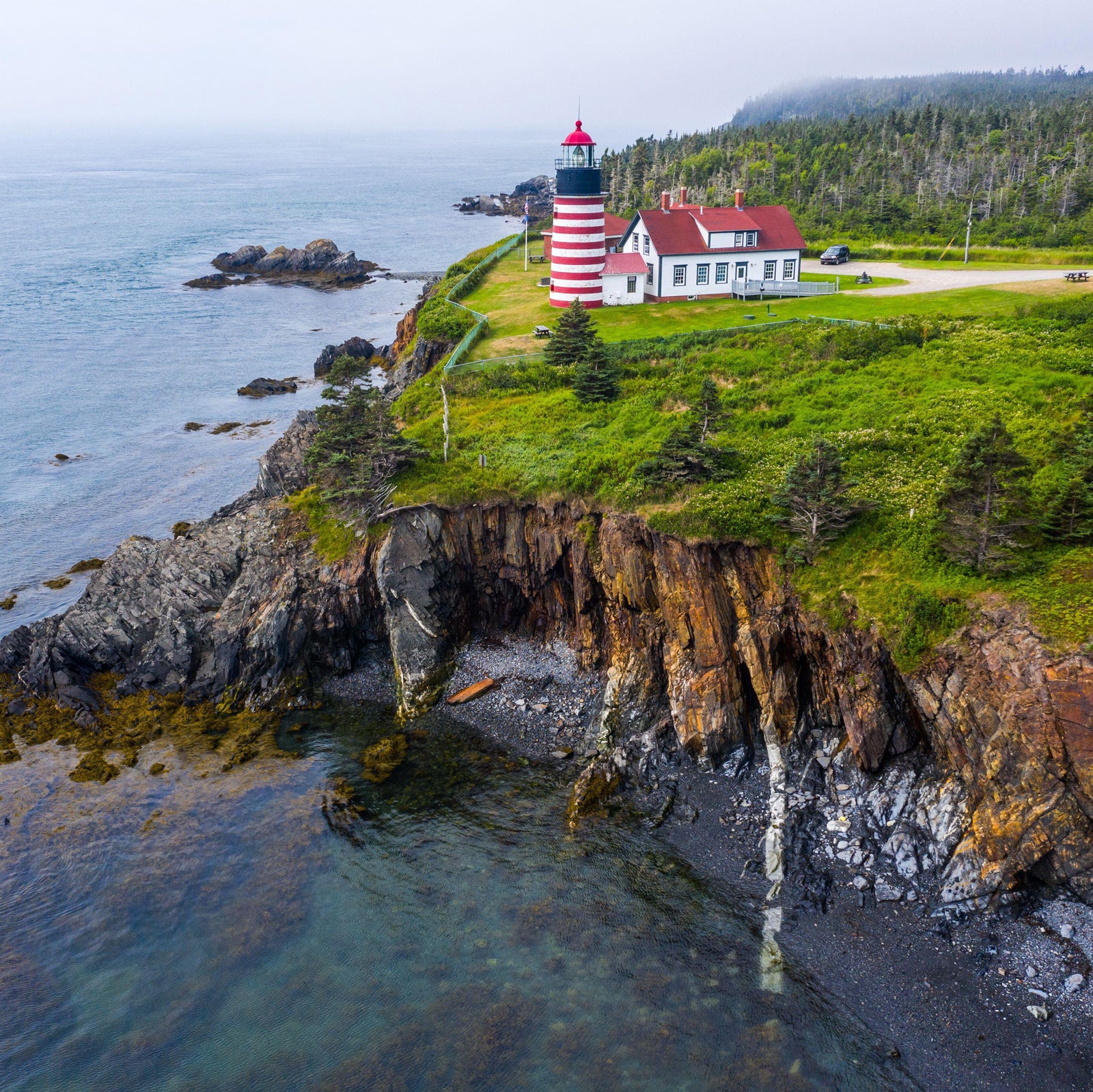 West Quoddy Head Lighthouse, Quoddy Head State Park, Lubec, Maine, USA