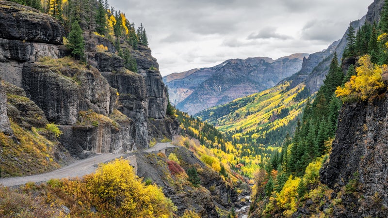 Autumn colors on Camp Bird Road out of Ouray, Colorado