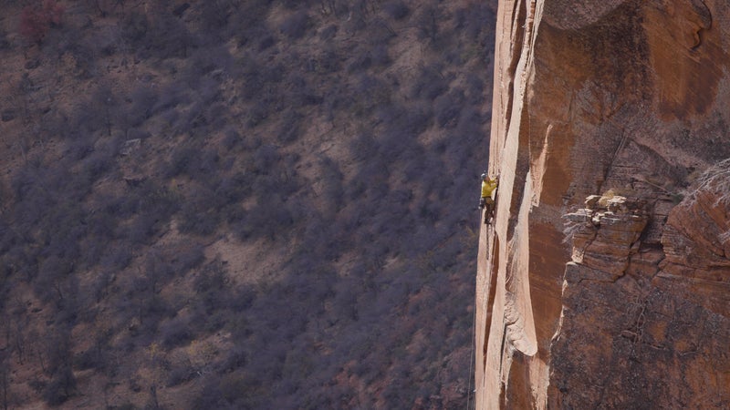 Jason Antin on a big wall in Zion National Park