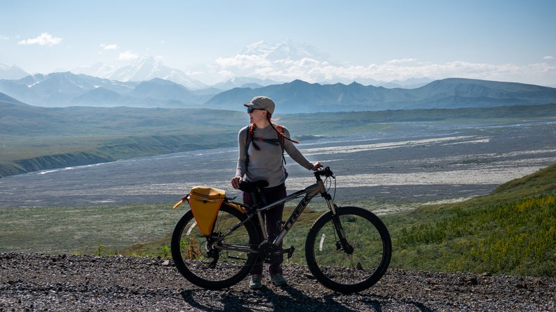 Pennington biking Denali’s main road