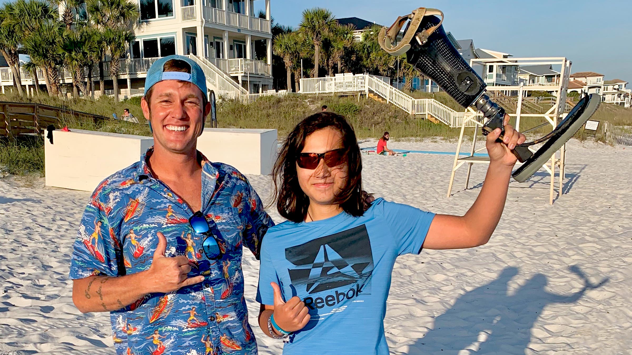 Carter Hess and Sebastian on the day the leg was returned