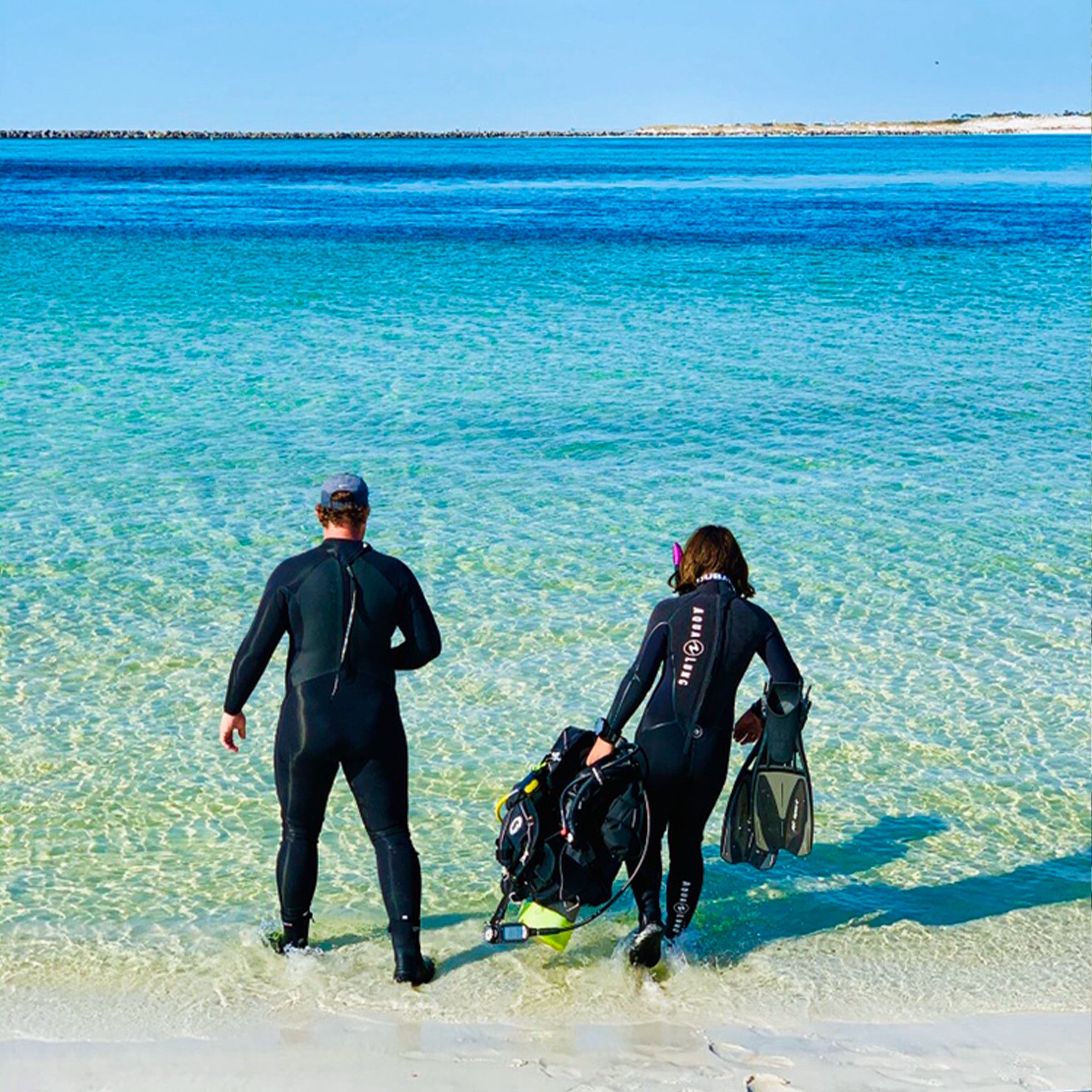 Sebastian and his dad, Bobby, heading out to dive