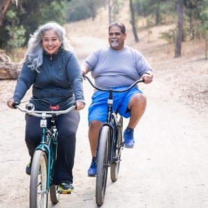 Senior Mexican Couple Riding Bikes