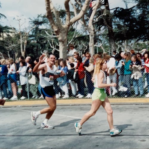 The author’s dad running the Los Angeles Marathon