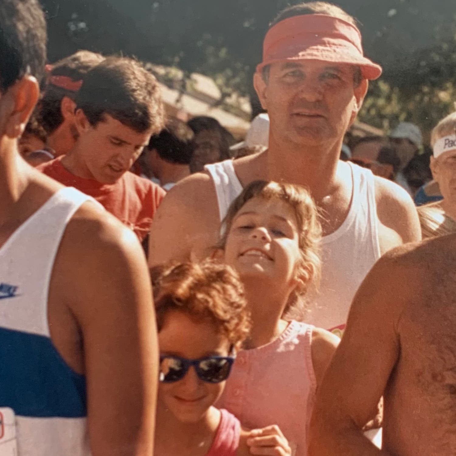 Lauren (front), the author, and their father amid the starting-line crowd