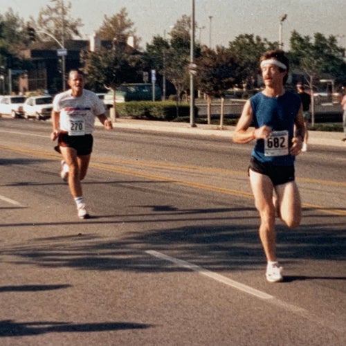 The author connected to her dad (left) through running, even after his death.