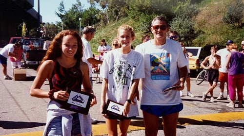 The author (center) teamed up with her sister Lauren and their dad to compete in a local triathlon relay.
