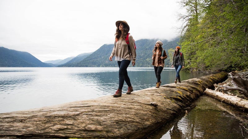 Three girls on a day hike.