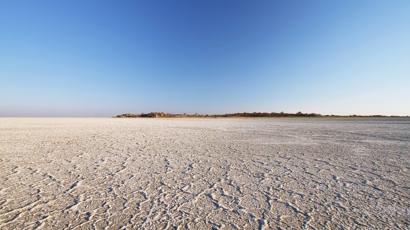 Salt lake around Kubu island in winter