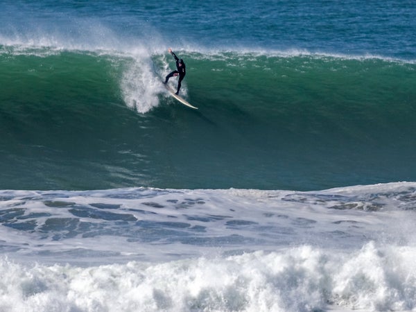 The author surfing at San Fancicso’s Ocean Beach