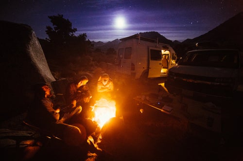 sitting around the fire