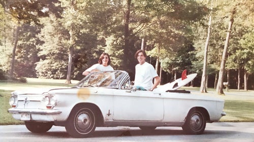 My best friend, Pete Bozick, and I in my 1964 Corvair convertible