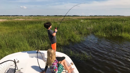 Evie and Beckett at the mouth of the Wicomico River