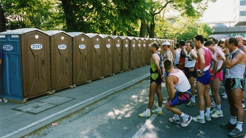 Portable toilets at a marathon
