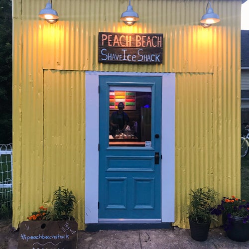 Cooling off at the Peach Beach Shave Ice Shack in Cape Charles, Virginia