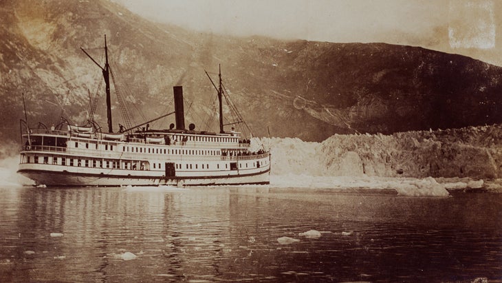 The packet steamer City of Seattle at Taku Glacier.