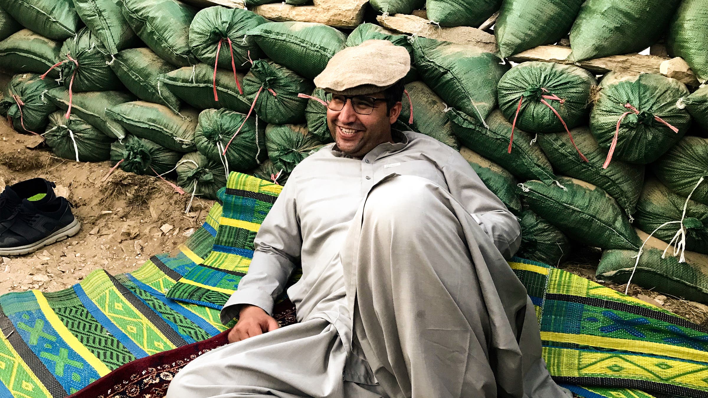 Tassal by the sandbags