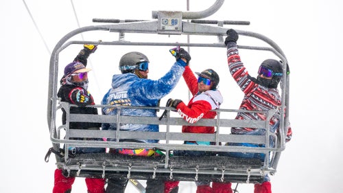 Left to right: Chuck Mumford, Rob Gronkowski, Chris Garcin, and Dan Gronkowski at Deer Valley, Utah