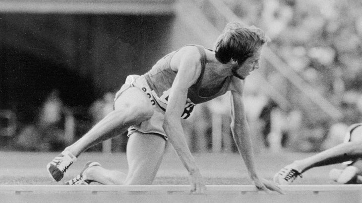 Lasse Viren running in the final of the Olympic 10,000 meter race in 1972