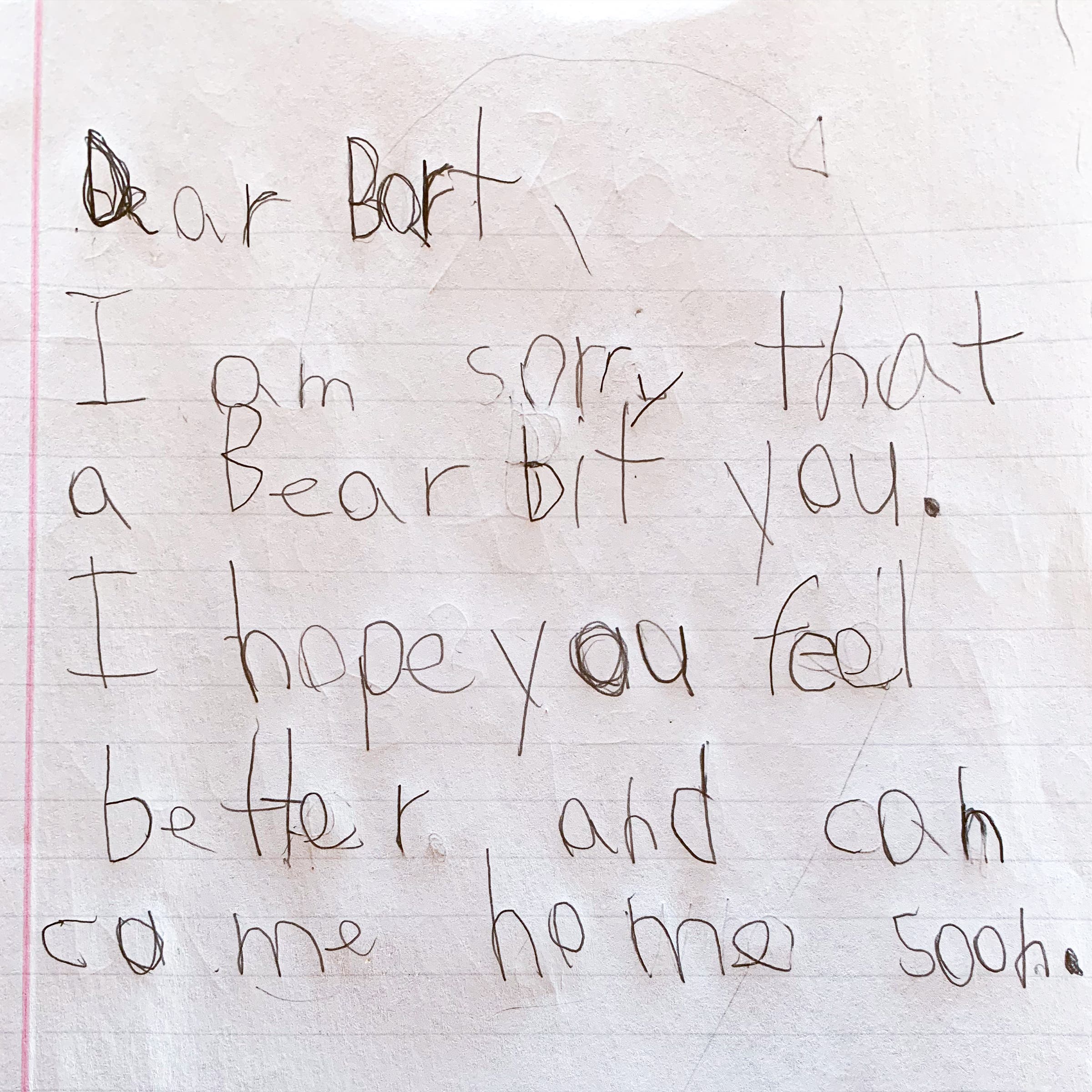 Get-well-card for Pieciul by Hemert’s son