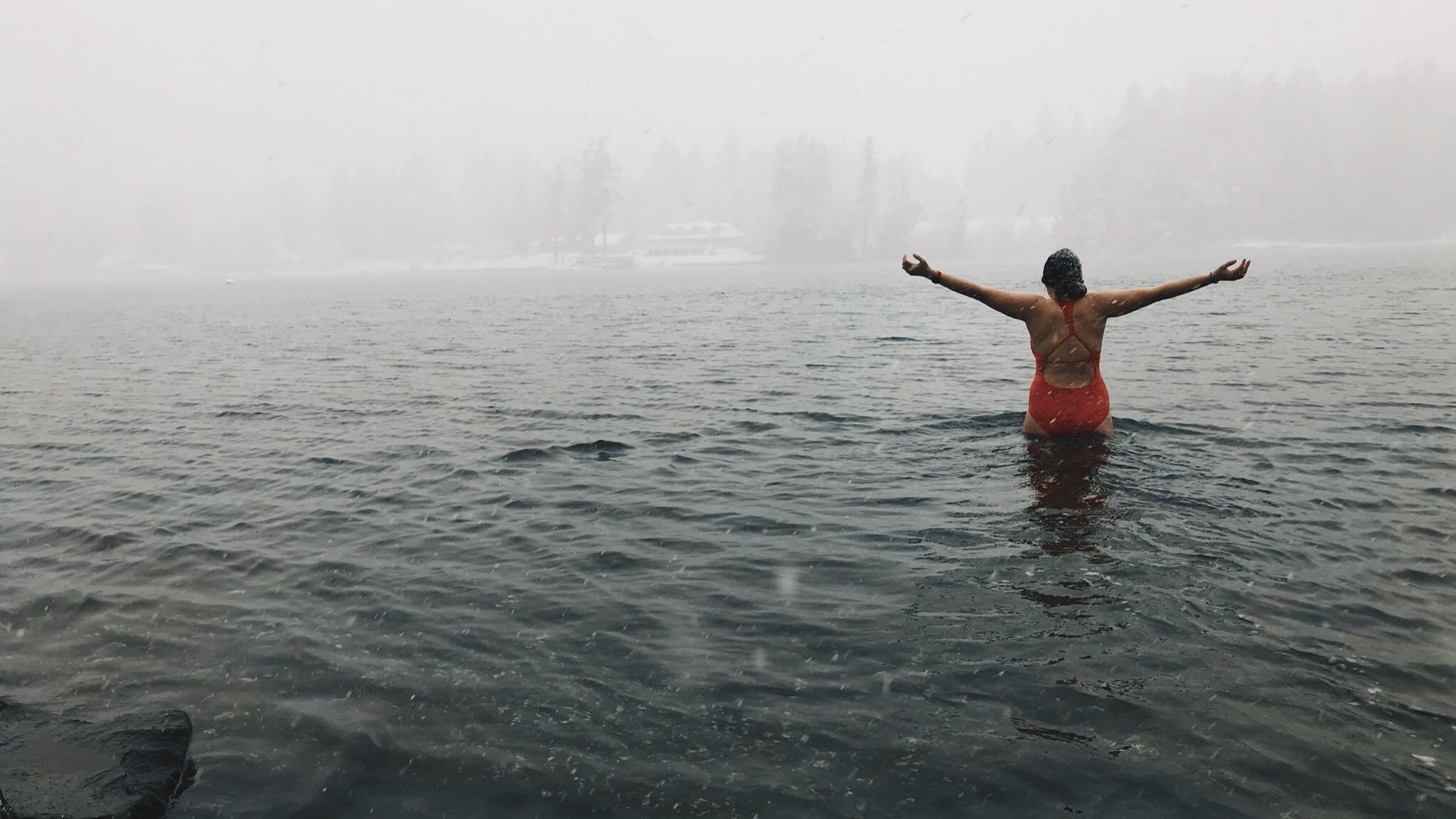 the author standing in cold water