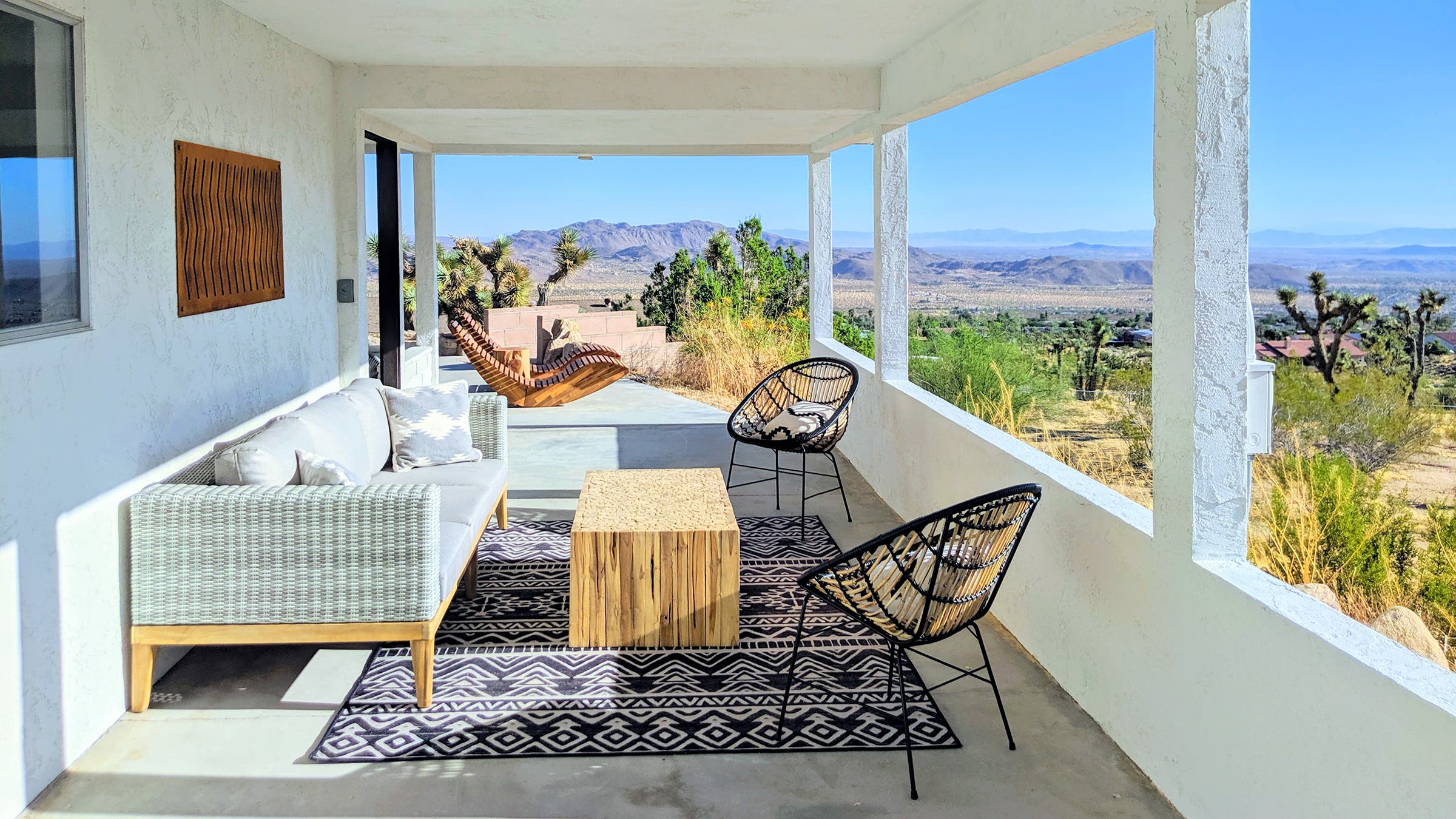 cute porch overlooking the desert and mountains