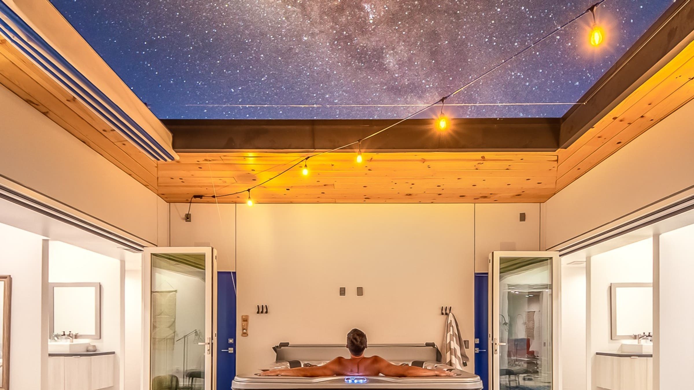 hot tub beneath starry sky
