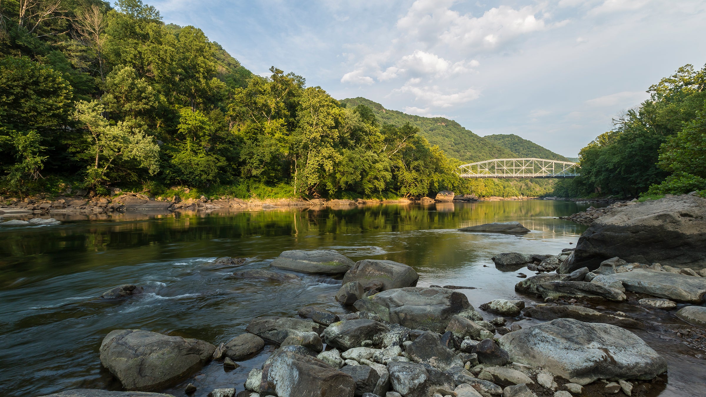 A scenic landscape of the New River Gorge.