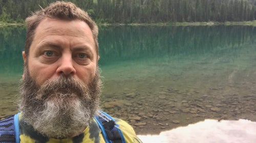 Nick Offerman at Avalanche Lake in Glacier National Park