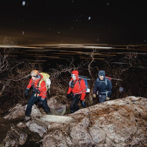The crew headed out on the search