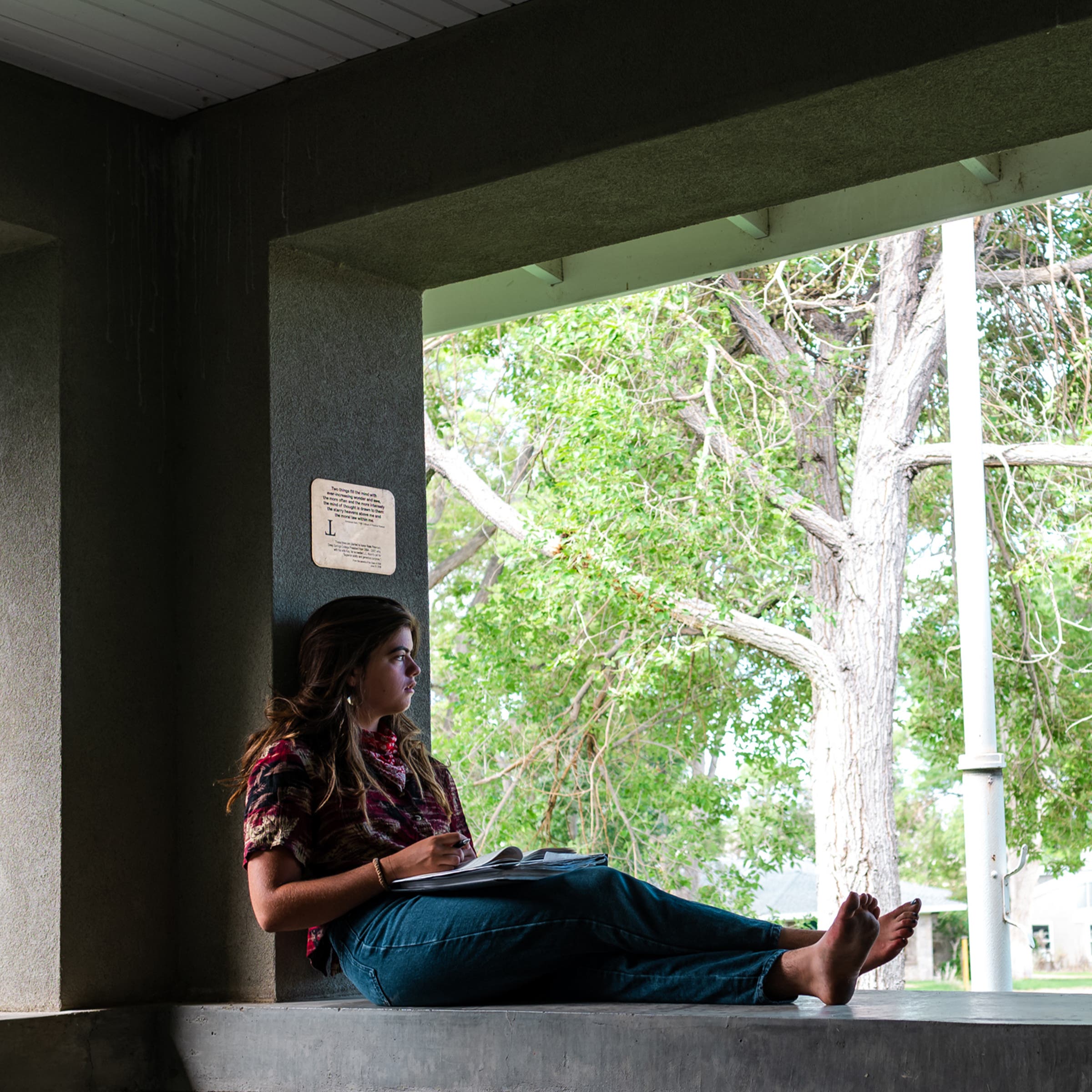 Alice Owen reading in the Main Building
