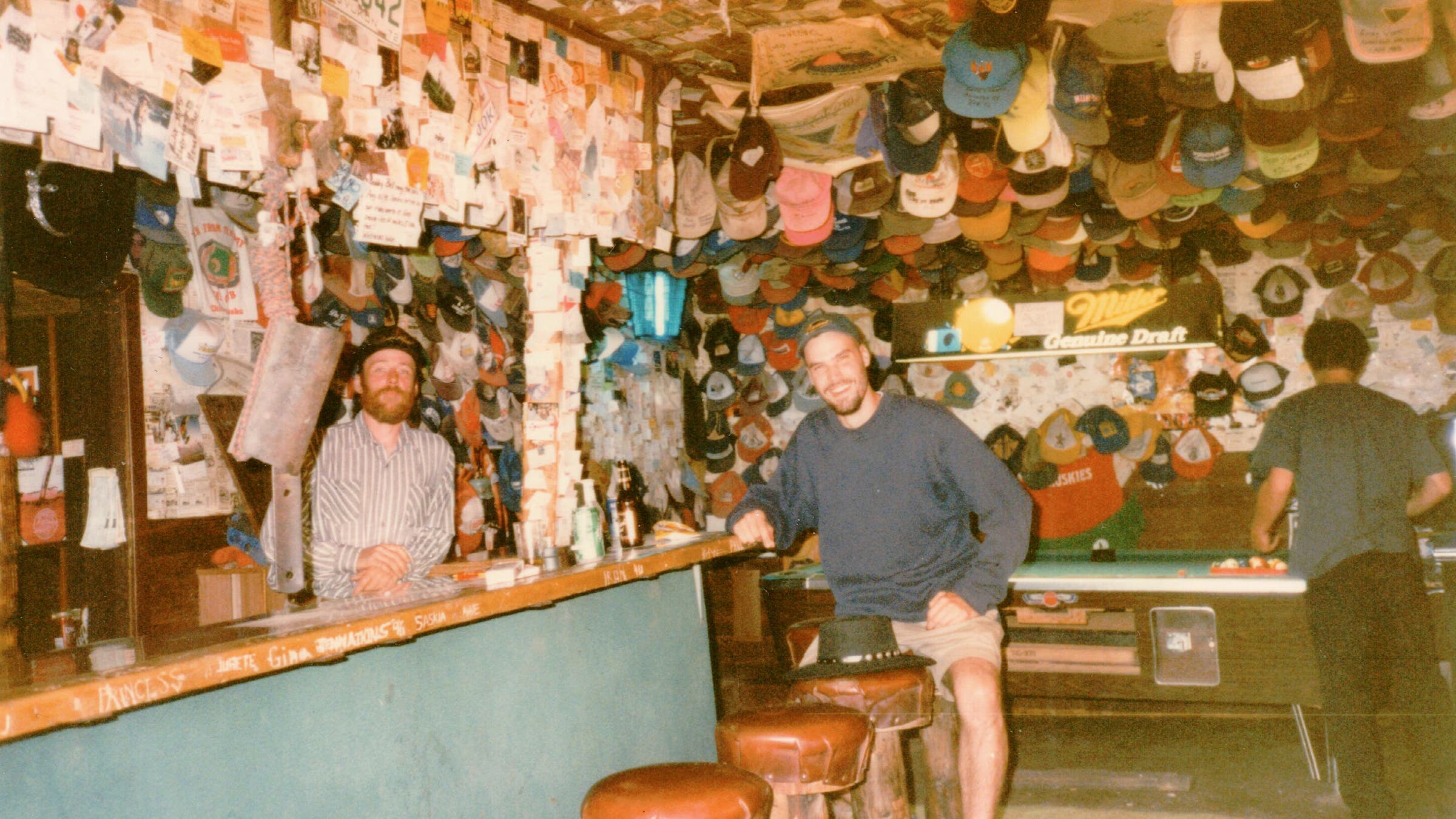 Genoways, after the moose accident, in a bar in Chicken, Alaska