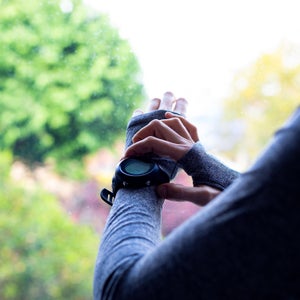 A woman using smart watch