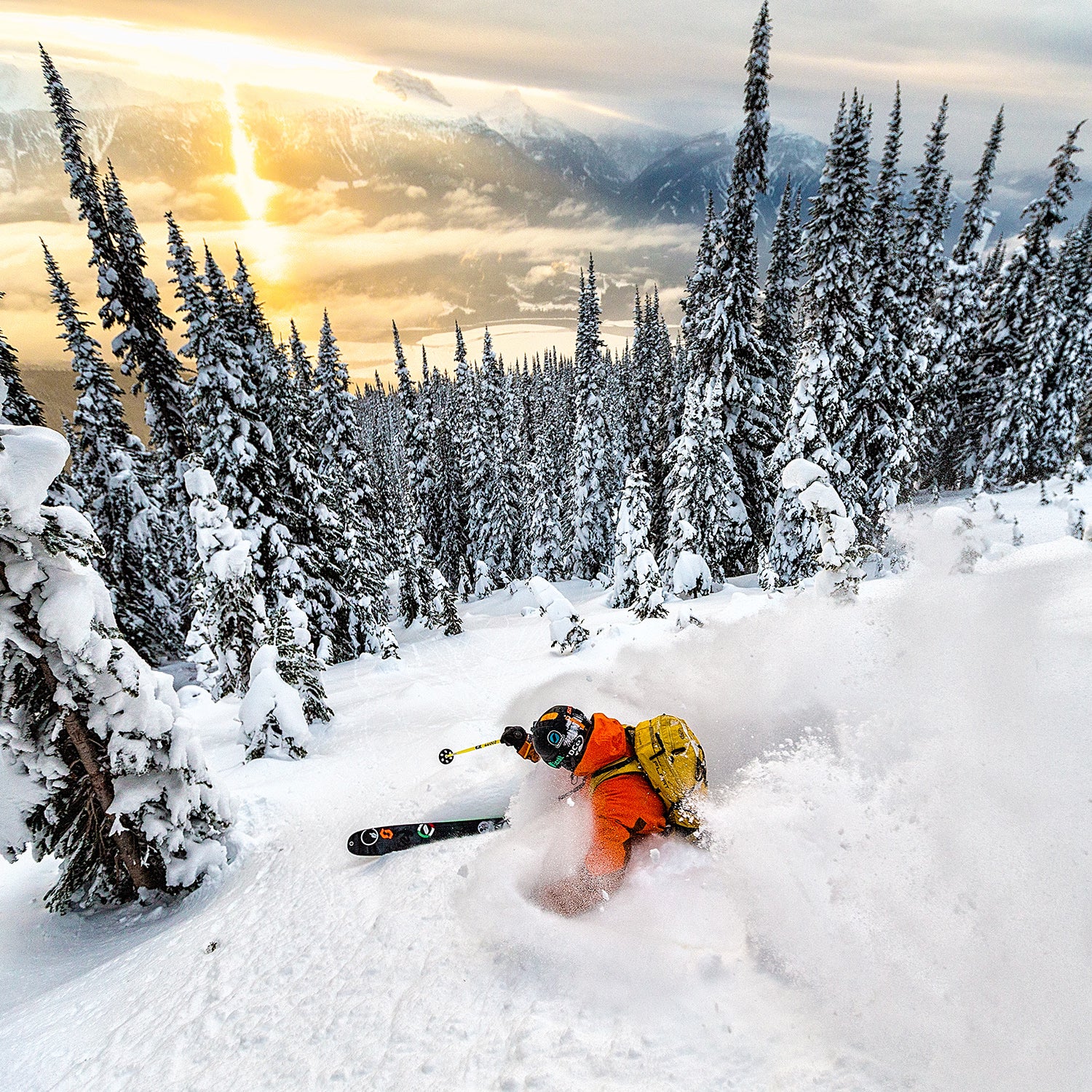 Adam Ü skiing at Revelstoke Mountain Resort