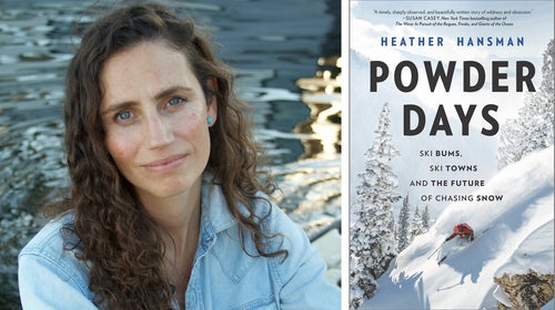 Author Heather Hansman; Powder Days book cover