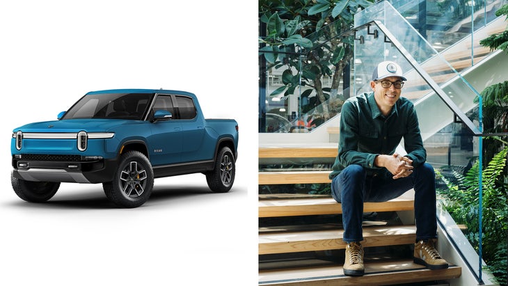 Rivian truck; R.J. Scaringe