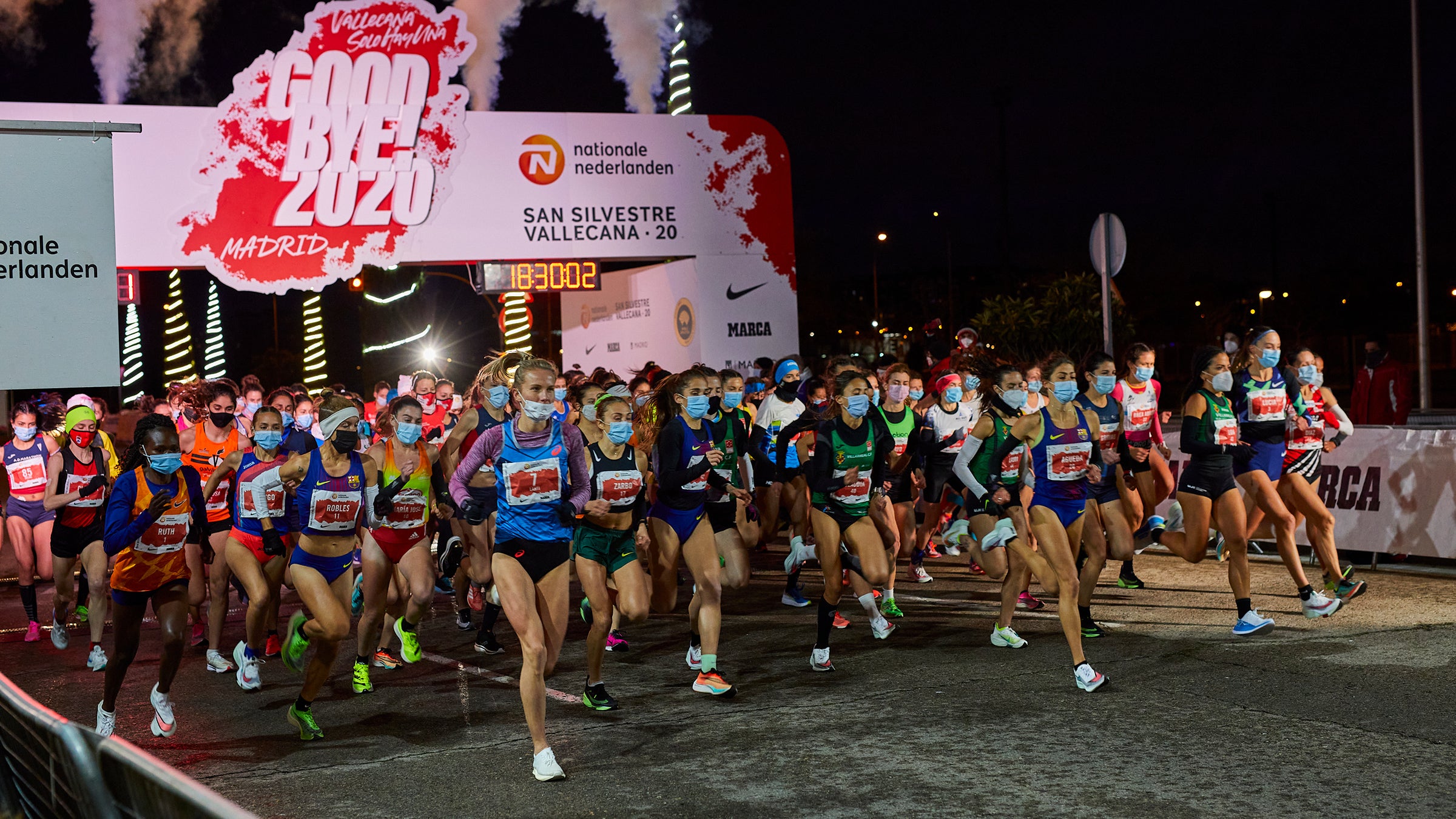 Start of the Elite Female category competition of the San Silvestre Vallecana 2020 race