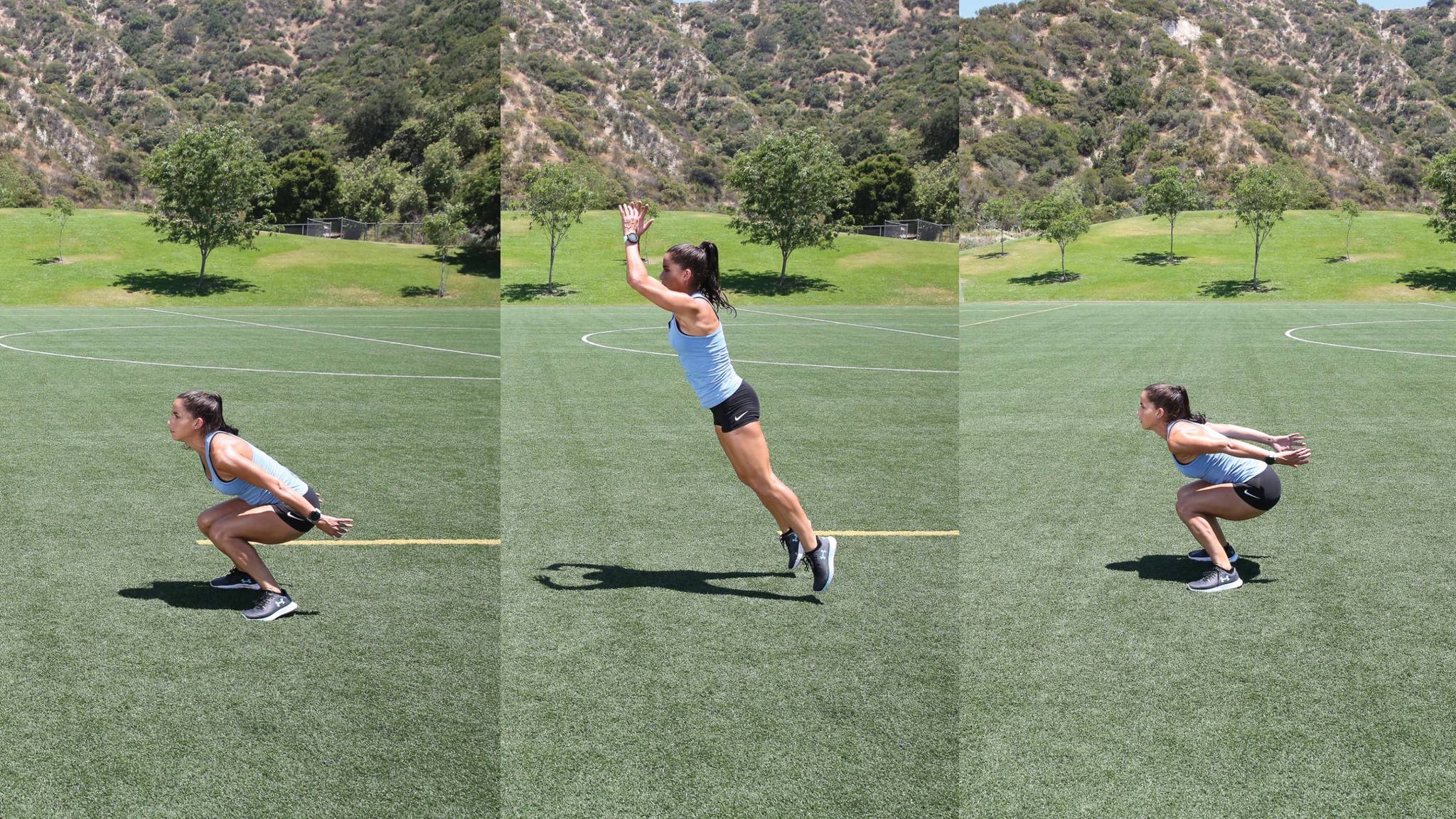 Composite of woman perfoming a long jump