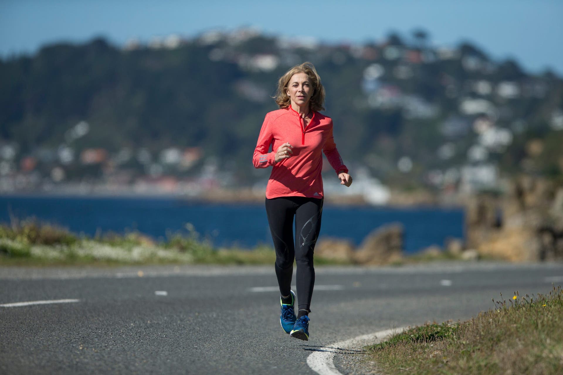 Kathrine Switzer running in Wellington, New Zealand