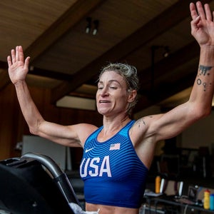 Renee Metivier on treadmill.