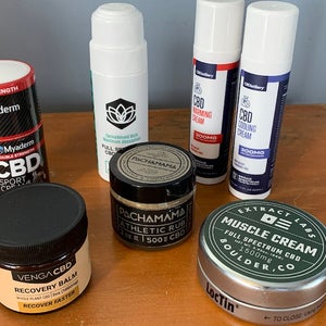 CBD sports topical products on table