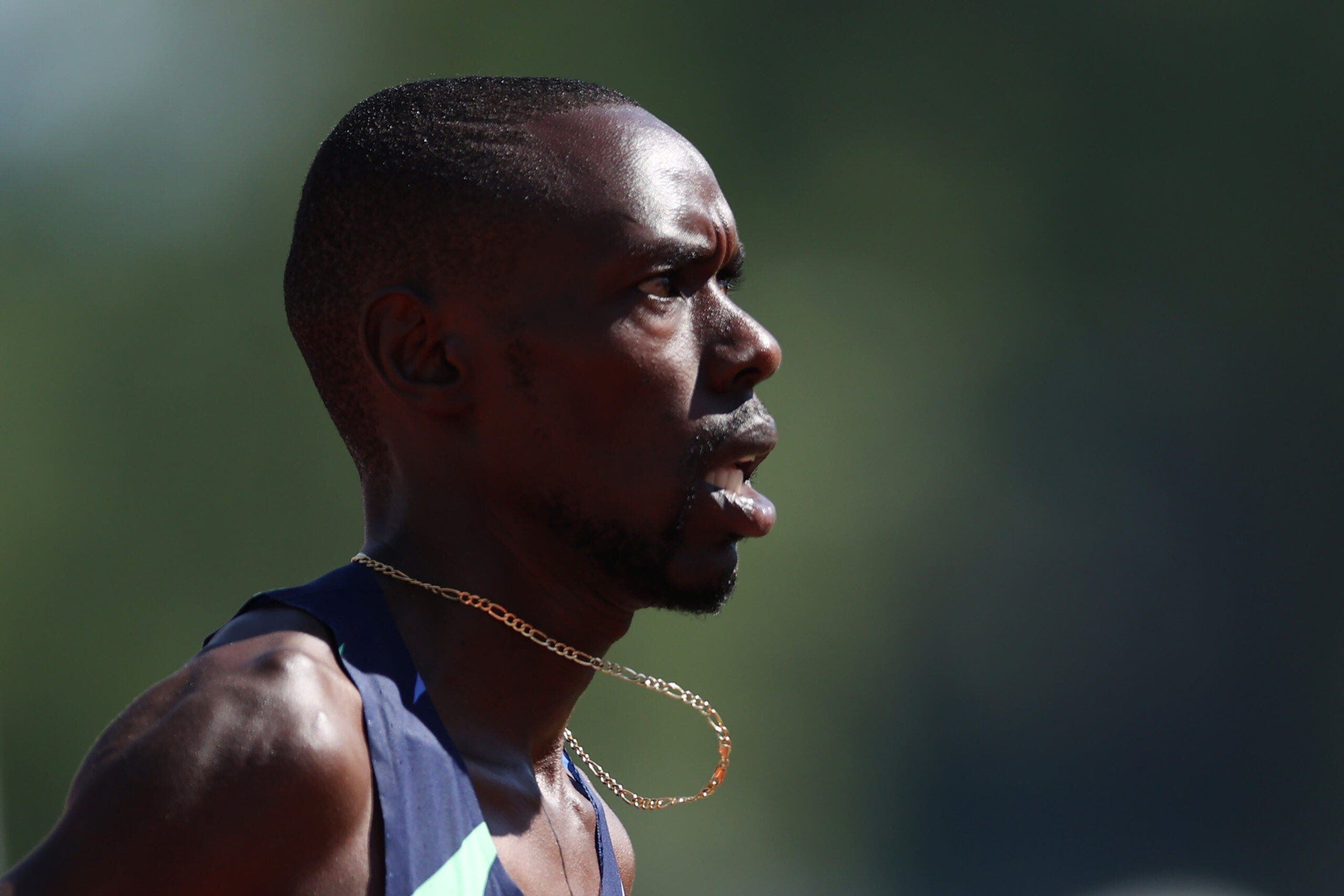 Paul Chelimo en route to winning the Men's 5,000 Meter Run at the 2020 U.S. Olympic Track & Field Team Trials at Hayward Field on June 27, 2021 in Eugene, Oregon.