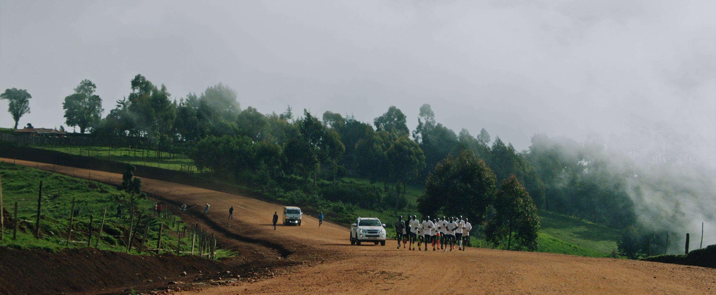 Kipchoge and teammates training in Kenya