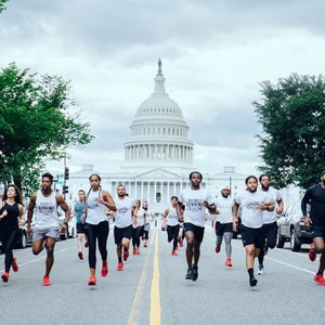 PHOTO: Colin Dougherty Members of the District Running Collective run in Washington, D.C. Matt Green spoke about being a black leader in the running community on Global Running Day.